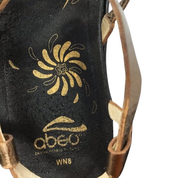 Abeo Sandals Bronze Gold Ring Strappy Gladiator Size 8 N Narrow Comfort Sandal - Picture 6 of 8
